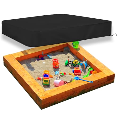 Abdeckung Sandkasten, Sandkastenabdeckung 120x120x20cm, Abdeckplane Wasserdicht Sandkasten, Oxford-Stoff Abdeckplane mit Kordelzug, Sandkasten Abdeckung, Regenschutz Sandkasten für Sandkasten Garten