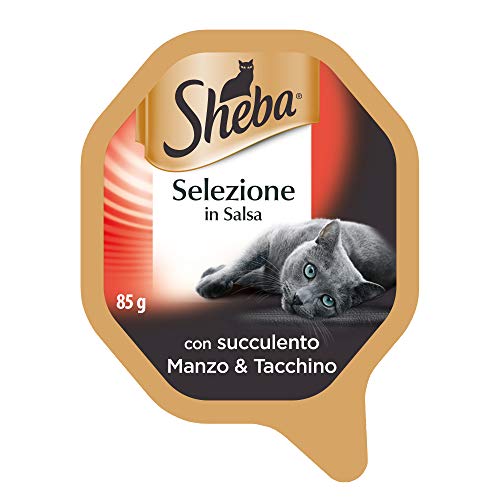 Sheba Auswahl in Sauce, Nassfutter für Katzen mit saftigem Rindfleisch & Truthahn - 22 Schalen à 85 g, insgesamt: 1870 g