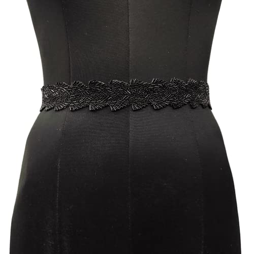 Women's Fabric Kamarband Saree belt waist hip Waist for saree Girl gaun women Lehnga choli Tredisnal Hand Work bally chain cloth Belt (17 black aro pan)2