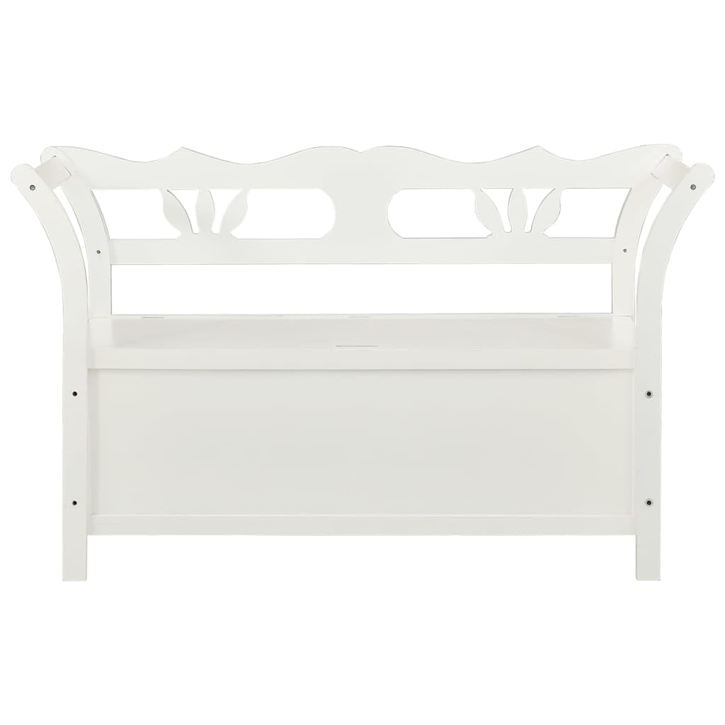 Banco de madera de árbol macizo con respaldo y almacenamiento, 107 x 45 x