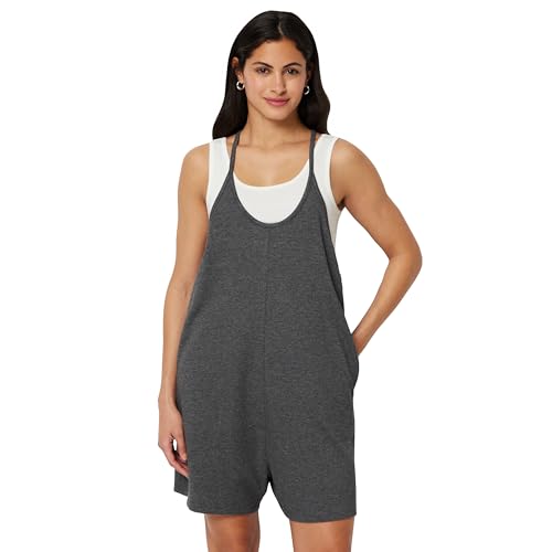 Amazon Essentials Womens Oversized-Fit Sleeveless Romper Charcoal Heather X-Large