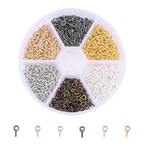 EOUIAV Lot de 600 Mini Crochet à Visser filetés Épingles à il à Crochets Oeillets en Acier Inoxydable argenté pour la Fabrication de Bijoux, Les Loisirs...