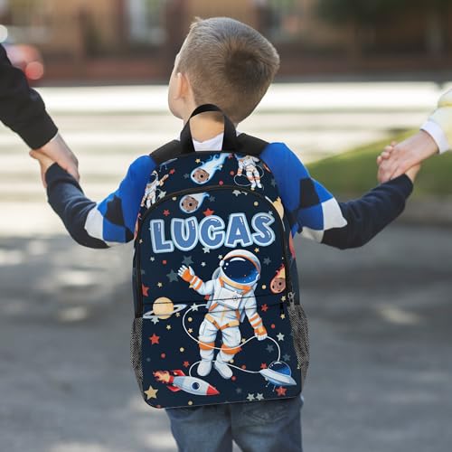 Custom Kids Backpack Back to School Supplies for Boys Personalized School Backpack Set with Lunch Box Astronaut Backpack School Bag Bookbag for Students Elementary Children Travel3