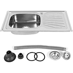 Fregadero Enrasado O Bajo Encimera Fregadero, Fregadero 1 Cubeta, empotrado de acero inoxidable Cocina, Fregadero Sobre Encimera, fregadero inox pequeño,sobre encimera, bajo encimera o enrasado (90 * 50 * 15cm)