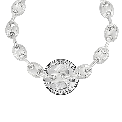 Savlano 925 Sterling Silver Hollow Puffed Anchor Mariner Link Chain Bracelet for Women Comes with Gift Box- Made in Italy2