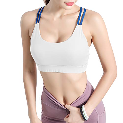pedkit Sutiã esportivo feminino com decote em U, alças espaguete cruzadas, tops recortados, respiráv