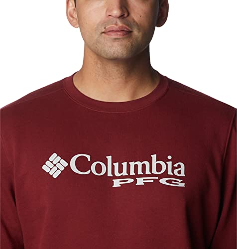 Columbia Men's Pfg Stacked Logo Crew Sweatshirt, Red Jasper/Cool Grey, X-Large #TOP3