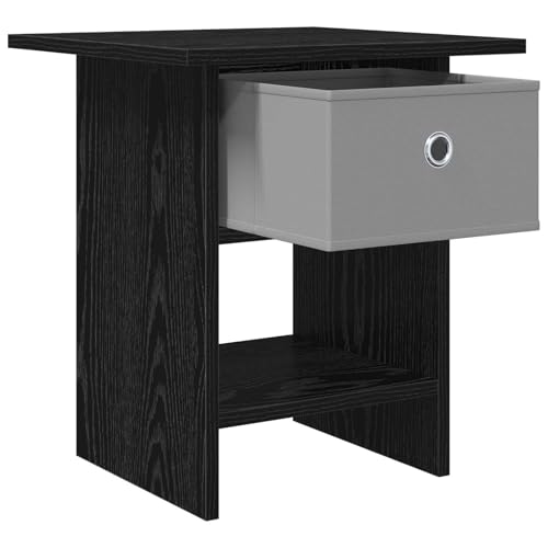 Table de chevet noire aspect chêne en bois au design moderne et finitions soignées - 6