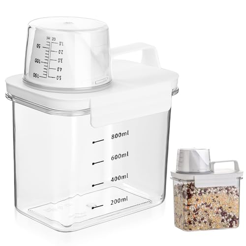 Washing Powder Storage, Laundry Detergent Dispenser with Measuring Cup, Airtight Detergent Dispenser, Laundry Detergent Dispenser, Detergent Container for Fabric Softener Scent Booster Laundry Powder