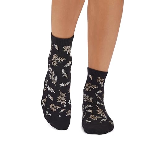 TAVI Aria Grip Socks 2-Pack – Pilates Socks with Grips for Women, Non Slip, Yoga & Barre, Ebony Floral/Tempest, Medium4