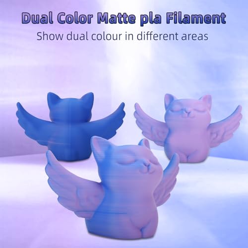 Image of 3DHoJor Dual Color Matte PLA 3D Printer Filament 1.75mm 2 in 1 Coextrusion 1KG Spool (2.2lbs) Multicolor PLA with Smooth Matte Finish for FDM 3D Printers - Purple Blue