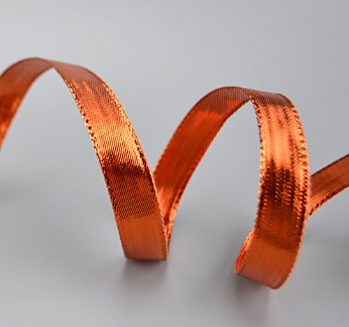 finemark 20 m x 15 mm Decorative Ribbon Glossy Copper Shiny Metallic Ribbon with Wire Shiny Gift Ribbon Christmas Wire Edge Ribbon - Image 2