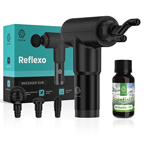 Massager Gun, Deep Tissue Percussion Muscle Massage for Pain Relief, Sore Muscle and Stiffness - Handheld Electric Body Massager- Portable Sports Drill - Super Quiet Brushless Motor W/ Massager Oil