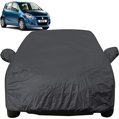 Image of Autofact Car Body Cover with Mirror Pockets Compatible for Maruti Ritz (Triple Stitched, Bottom Fully Elastic, Checks Design)