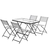 Outsunny Conjunto de Jardín Conjunto de Comedor de Exterior 5 Piezas Gris
