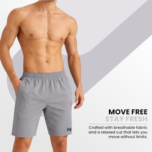 Image of NINQ Workout Half Pant for Man | Gym Shorts for Men with Drawstring Waist & 1 Zipper Pockets | Stylish Lightweight Shorts Pant for Men Sports