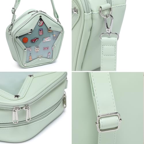 Image of Star PU Ita Crossbody Y2K Aesthetic Clear Pin Window Kawaii Anime Purse | Star Design For Cosplay, Meetups & Daily Y2K Outfits