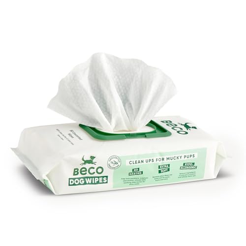 Beco Salviette Cane in bambù 80 Pezzi - Salviette Igienizzanti Eco-Friendly con Pratico Dispenser, Salviette per Cani di Diverse Taglie, Senza profumazione, Perfetta Resistenza