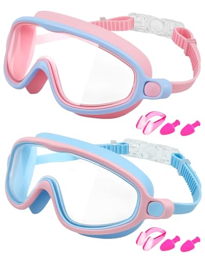 Image of Rantizon Swim Goggles 2 Pack, Wide View Anti Fog&UV Swimming Goggles for Audlt, No Leaking Swim Glasses for Men Women Kids