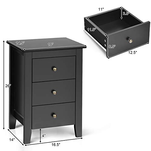 Safeplus-Nightstand-Side-Table-with-3-Drawers-Bedroom-Side-Storage-Cabinet-Wooden-End-Table-Accent-Table-Solid-Wood-Legs-Black-2-Pics Safeplus Nightstand Side Table with 3 Drawers Bedroom Side Storage Cabinet Wooden End Table Accent Table Solid Wood Legs Black 2 Pics
