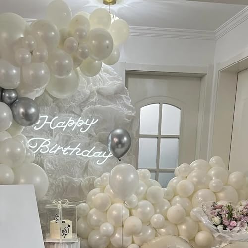 Image of Voircoloria 130pcs Ivory White Balloons Different Sizes 18 inch 12 inch 10 inch 5 inch Party Latex Balloons for Birthday Baby Shower Graduation Wedding Gender Reveal Anniversary Party Decorations