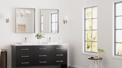 Image of Keonjinn 24x30 Inch Brushed Nickel Bathroom Mirror for Over Sink, Rectangle