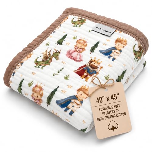 Organic Cotton Muslin Baby Blanket for Boys and Girls - Luxurious Soft Toddler Quilt for Swaddling...