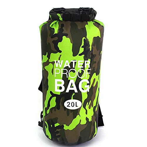 Thboxes Outdoor Waterproof Bag Camouflage Bucket Bag for Beach Surfing Outdoor Sports Green Camouflage 20L