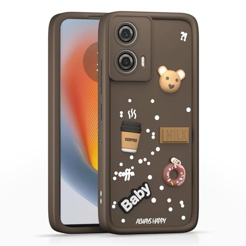 Image of Outlouders Back Cover for Motorola Moto Edge 50 Fusion 5G / Motorola Moto G96 5G | 3D Cartoon Cute Fun Bear | Silicone Full Body Protection Bumper Case (Brown)