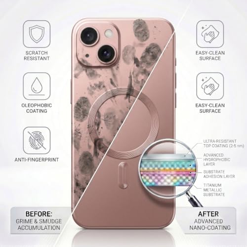Image of amazon basics Premium Mag-Safe Case for iPhone 15 | Shockproof & Anti-Scratch Cover | Soft Silicone with Wireless Charging | Camera Lens Guard - Rose Gold