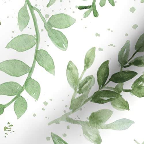 Spoonflower FI-F86-D7463028-1Y Fabric - Watercolor Leaves Pattern Eucalyptus Sage Green Greenery Printed thumb #5