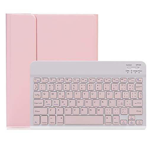 ZKAIAI New IPad Keyboard Case 12.9, Keyboard for 2018/2020 IPad Pro 12.9, 7-Color Backlit, Smart Cover, Magnetically Detachable Bluetooth Keyboard,Built-in Pen Tray, Pink- Spanish