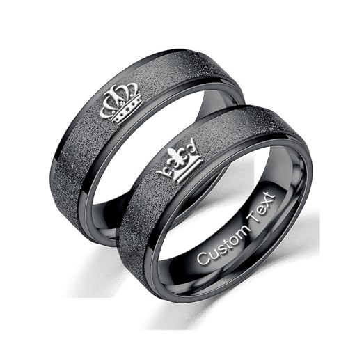Customize Crown Couples Rings Her King His Queen Promise Ring Inside Can Engraved Band Rings Wedding Rings Titanium Stainless Steel 8mm 6mm 6-13#
