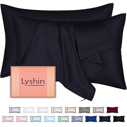 Mulberry Silk Pillow Cases 2 Pack Standard Size 20x26 Inches with Hidden Zipper, Ultra Smooth and Soft Breathable Cooling Silk Satin Pillowcase Set of 2, Better for Hair and Skin, Gifts for Women Men