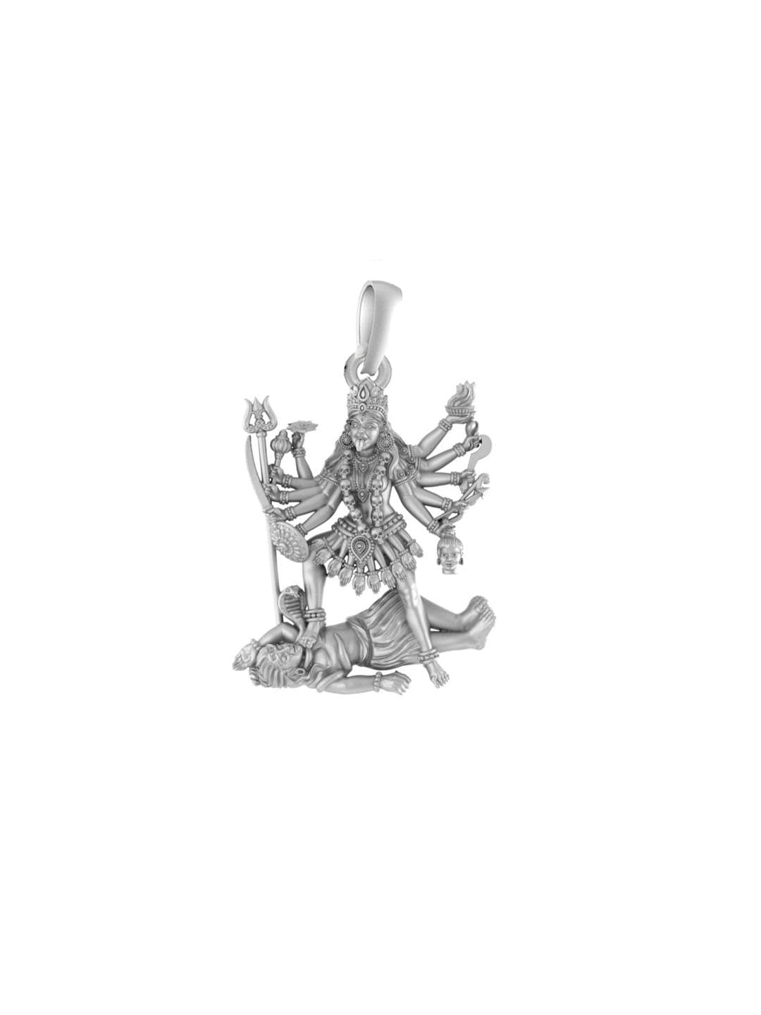 DENMOUSSterling Silver (92.5% purity) Goddess Kali Maa Pendant for Men & Women Pure Silver Lord Maa Kaali Locket-521