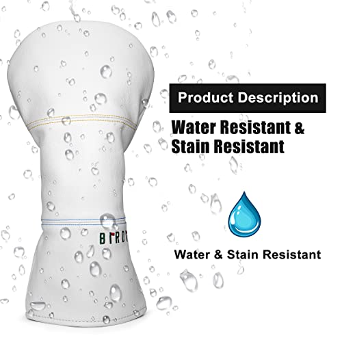 Golf Headcovers Golf Driver Fairway Hybrid Head Cover Golf Blade Mallet Putter Cover Birdie Design Premium Leather Waterproof Driver Fairway(FW) Wood Hybrid(UT) with Number Tags - Image 5