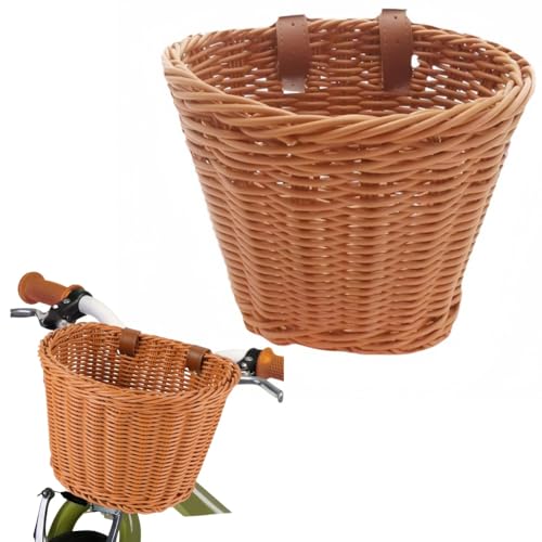 Naisfei Cesta para bicicleta infantil, cesta delantera para niños, con banda extraíble, para la mayoría de bicicletas, decorativa, tejida a mano