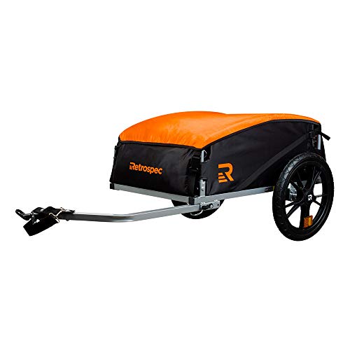 Image of Retrospec Rover Hauler Bike Cargo Trailer - Foldable Frame with Weather-Resistant Fabric & 80lb Capacity - Universal Bike Trailer for 20-29in Wheels - Includes Safety Flag & D-Ring Anchors