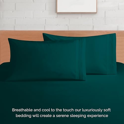 Elegant Comfort Luxurious 1500 Premium Hotel Quality Microfiber 4-Piece Sheet Set, 18-24 Inches Deep - Extra Deep Pocket Sheets - Ultra Soft 4PC Deep Pocket Sheets, Full, Marine Teal