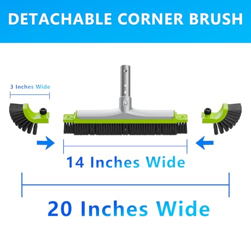 Image of Sepetrel 20 inch Pool Brush Head for Cleaning Walls,Heavy Duty Inground /Above Ground Swimming Pool Scrub Brushes with Premium Strong Bristle & Reinforced Aluminium Back