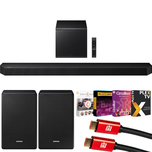 Samsung HW-Q800F 5.1.2ch Soundbar System (2025) Q-Symphony Bundle with SWA-9500S Wireless Rear Speakers, Tech Smart USA Premiere Movies Streaming and 2X 4K HDMI Cable