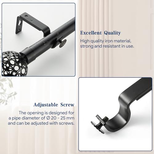 6 Stück Gardinenstange Halterung Verstellbare Ø 20 – 25 mm Aluminiumlegierung Vorhangstangenhalter Gardinenstangenhalter mit Dübelschrauben und Wandanker Deckenhalterung Gardinenstange