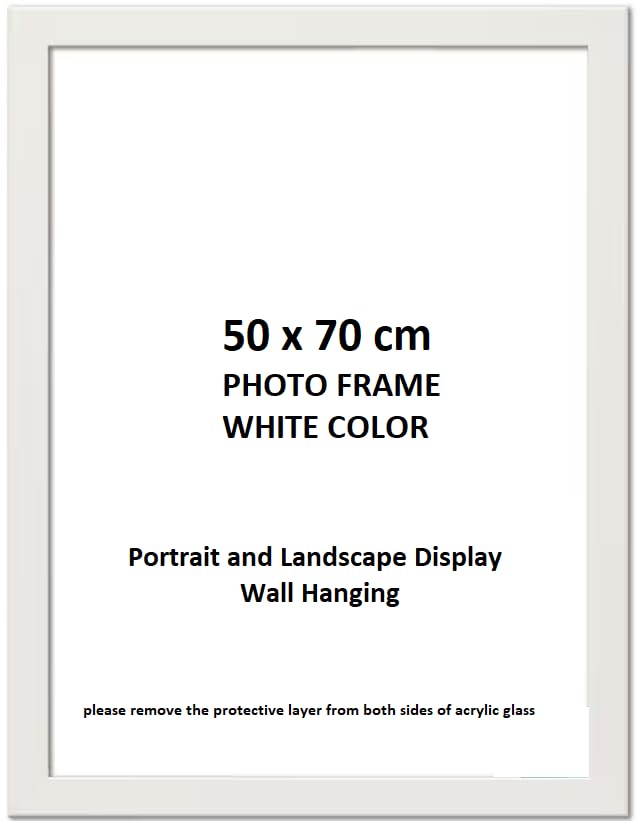DECORO 50x70cm White Wooden Photo Frame | 500x700mm Modern Contemporary Poster Frame