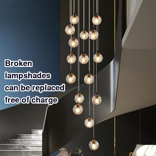Image of 16 Light Chandelier Mid Century Glass Globe Staircase Long Pendant Light Fixture Large Chandeliers for High Ceiling Light LED Bulbs for Living Room Foyer Hallway