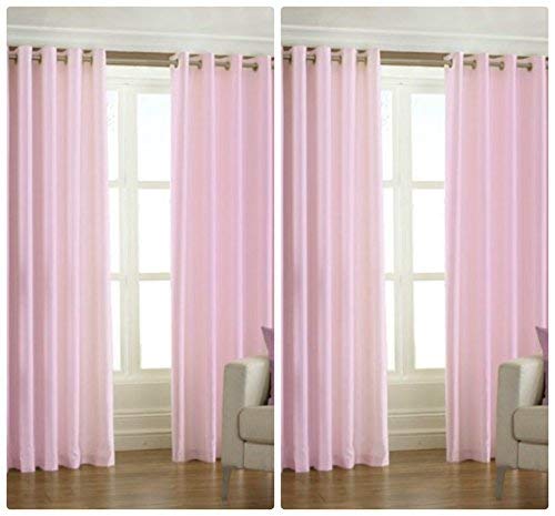 Exporthub Plain 4 Piece Eyelet Polyester Window Curtain Set - 6ft, Light Pink
