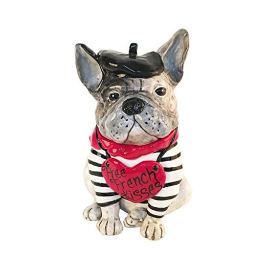 Blue Sky Ceramics Free French Kisses Bull Dog Treat Jar, Multi (20388)