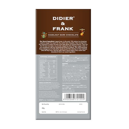 Image of Didier & Frank Crunchy Hazelnut Dark Chocolate, 80g (Keto)