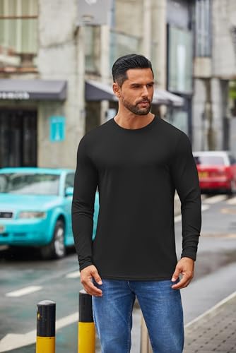 COOFANDY Men's Crew Neck T-Shirt Long Sleeve Casual Pullover Tees Soft Stretch Basic Tee Shirts2