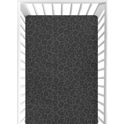 Image of CaTaKu Baby Crib Sheets Dark Animal Cheetah Print Mini Crib Sheets Fitted for Girls Boys,Neutral Soft Toddler Mattress Bed Sheets for Crib,28 inchx 52 inch