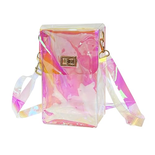 Image of Holographic Clear Bag Stadium Approved - Iridescent Jelly Crossbody PVC Purse with Strap for Women | Holographic
